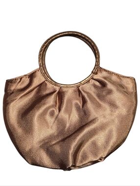 Metallic Bronze Satin Mini Bag Ring Handle Clutch
